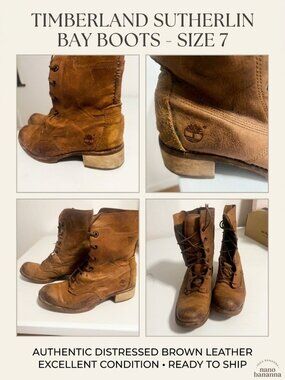 Timberland Sutherlin Bay Mid Lace Leather Boots Brown - Size 6.5